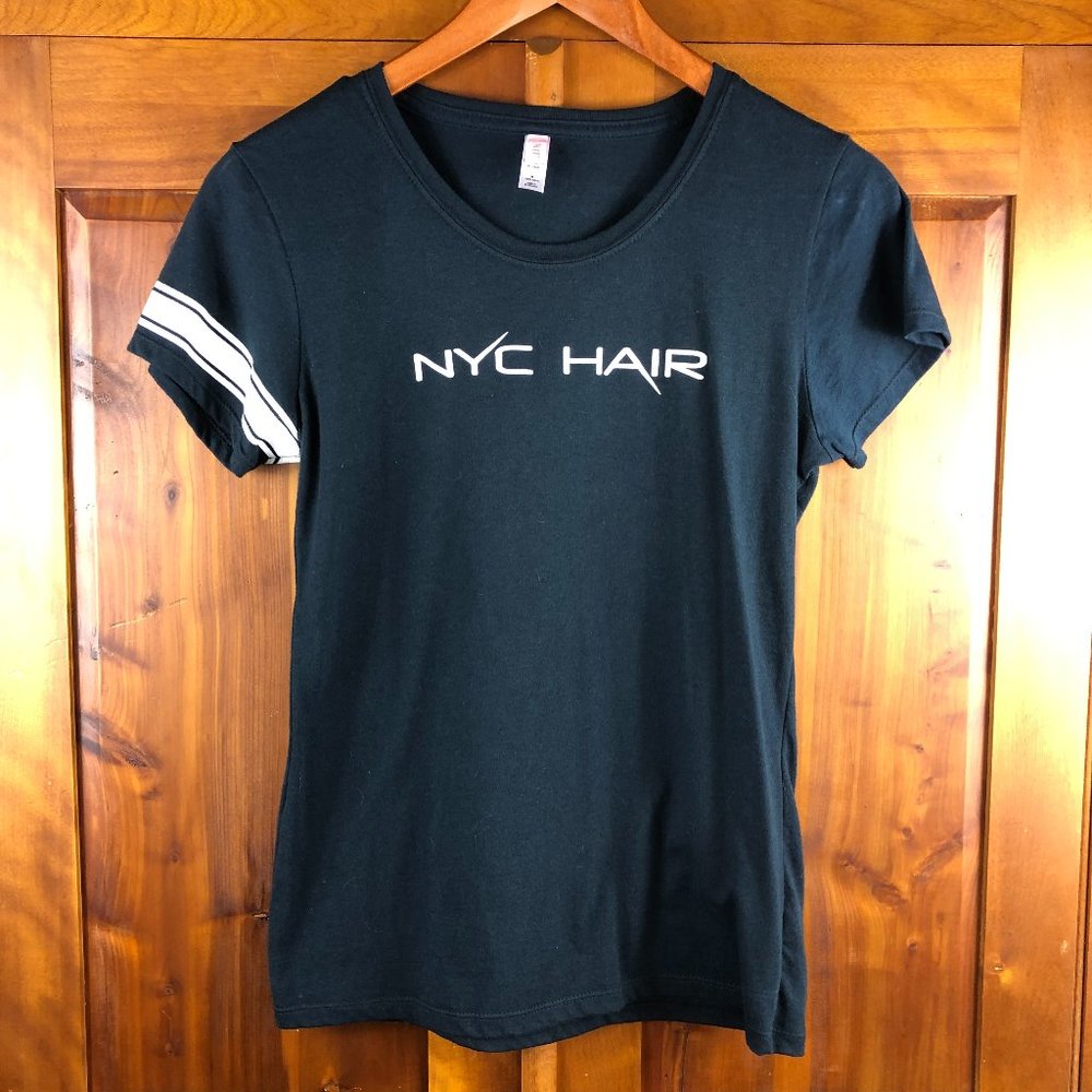 NYC HAIR Navy Blue Short Sleeve Cotton T-Shirt